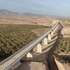 Línea de Alta Velocidad entre Murcia y Almería, en el viaducto sobre la Rambla del Maltés.
