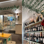 Izquierda, fachada de El Descorche. Derecha, interior del bar de vinos.