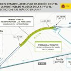 Mapa de los cortes de tráfico en la A-7.
