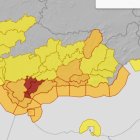 Mapa de Andalucía con los avisos previstos para mañana miércoles