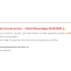 Aviso en la aplicación de Surbús