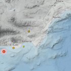 Mapa con los últimos terremotos de la provincia de Almería.