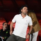 Rubi en el banquillo del Estadio de los Juegos Mediterráneos.