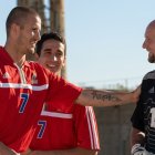 Recreación de una toma del spot de Adidas en El Alquián con Beckham, Raúl y Barthez.