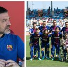 García Pimienta y el once del Barça B con Cururella en Almería en la 2017-2018.