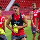 Sergio Arribas inició el entrenamiento de este jueves con el grupo. Fue a puerta cerrada en el Mediterráneo.