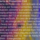 Mensaje de alerta de Protección Civil por fuertes lluvias y tormentas en el Levante almeriense y Níjar.