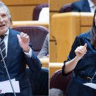 Fernando Grande-Marlaska y Carmen Belén López Zapata en el Senado.