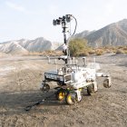 Pruebas en Tabernas de Charlie, el prototipo del rover marciano que se enviará a Marte en 2028.