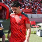 Álex Sola no jugó ni un minuto en el Almería-Burgos el pasado sábado.