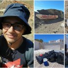 Fernando y Carmen y algunas imágenes de los residuos encontrados durante sus rutas por el Cabo de Gata.