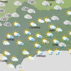 Mapa de Andalucía con la previsión de lluvias para la jornada del sábado