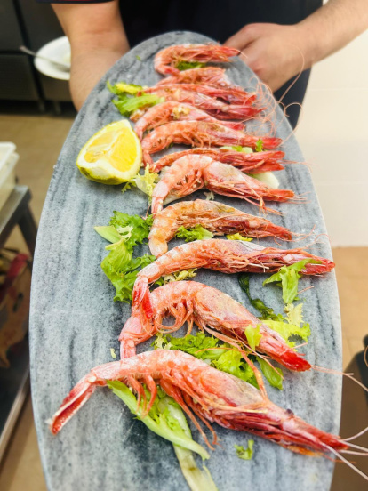 Gamba roja de Garrucha, uno de los productos estrella de la cocina de Dreams Náutico.