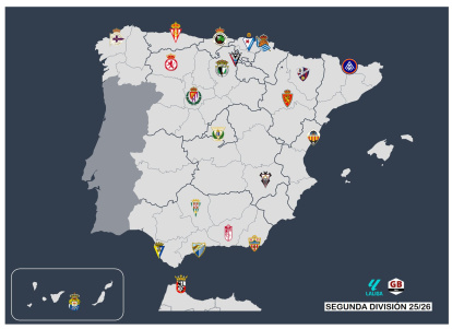 El mapa de Segunda División para la próxima temporada.
