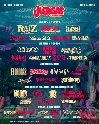 Cartel con los artistas y la distribución por días de los mismos en esta edición.