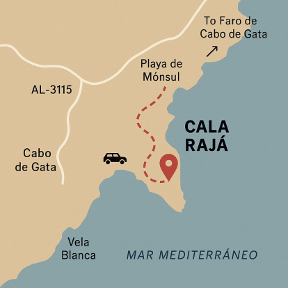 Ruta a Cala Rajá en mapa