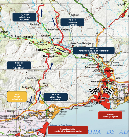 Plano del recorrido del rallye.