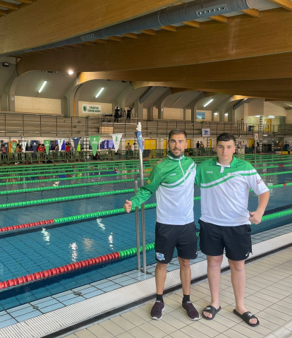 Germán junto a su entrenador Pablo.