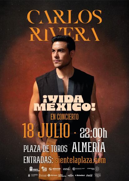 Cartel oficial de la gira '¡Vida México!' de Carlos Rivera.
