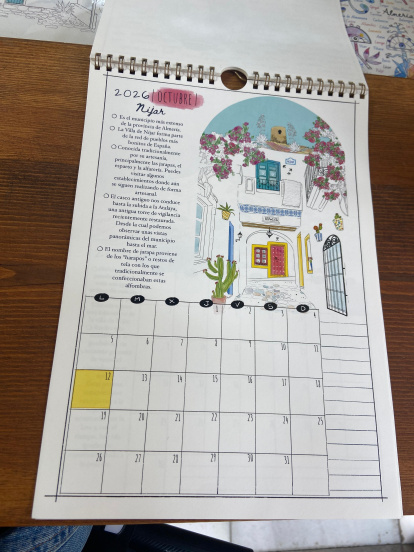Una de las páginas del calendario, sobre la villa de Níjar.