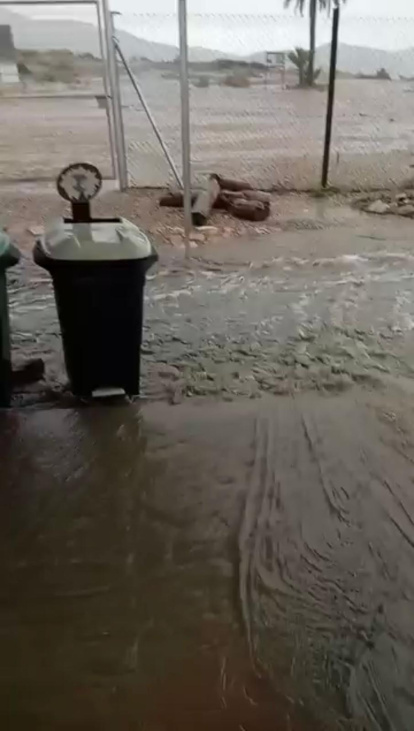 Las fuertes lluvias del domingo frente a la Geoda de Pulpí.