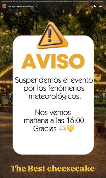 Aviso compartido por la organización