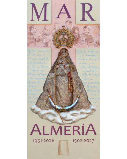 Cartel del 75 aniversario de la coronación de la Virgen del Mar y del 525 aniversario de su aparición.