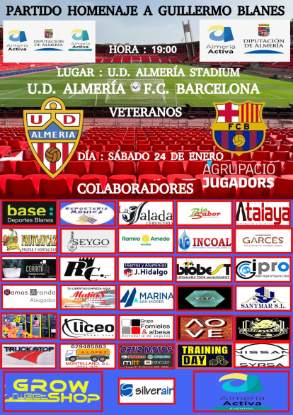 El cartel del partido homenaje a Guillermo Blanes.
