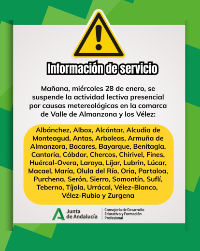 Listado de los municipios en los que no habrá clases este miércoles.