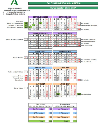 Calendario escolar aprobado por Educación