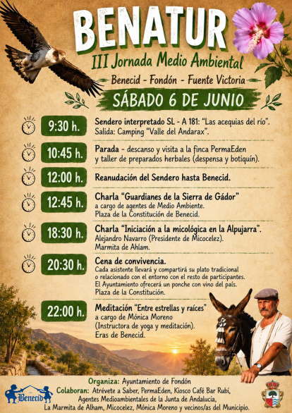 Cartel con la programación de Benatur.