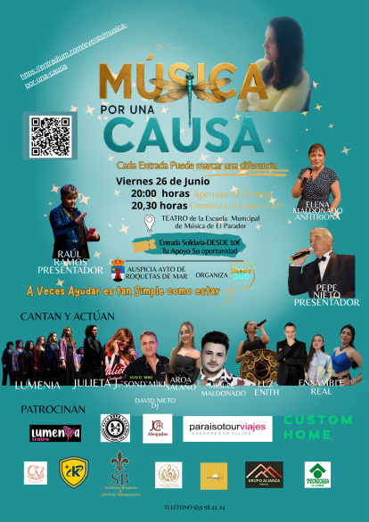 El cartel de la noche benéfica en Roquetas de Mar.