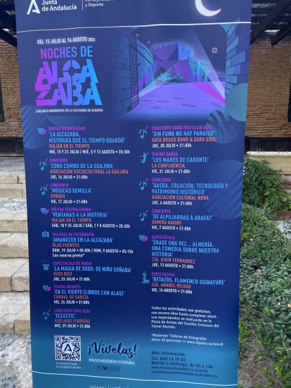 Cartel de actividades del programa 'Noches de Alcazaba'.