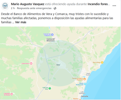 Captura del apoyo del Banco de Alimentos.