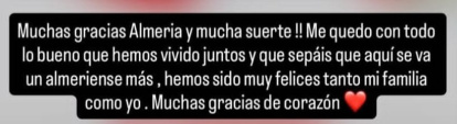 El mensaje de Pozo en su perfil de Instagram.