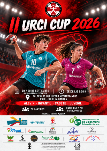 Cartel de la II URCI Cup que congregará en Almería a hasta 700 jugadores en 72 partidos.