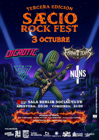 Saecio Rock Festival lleva este sábado cuatro bandas del rock a la Sala Berlín de Almería