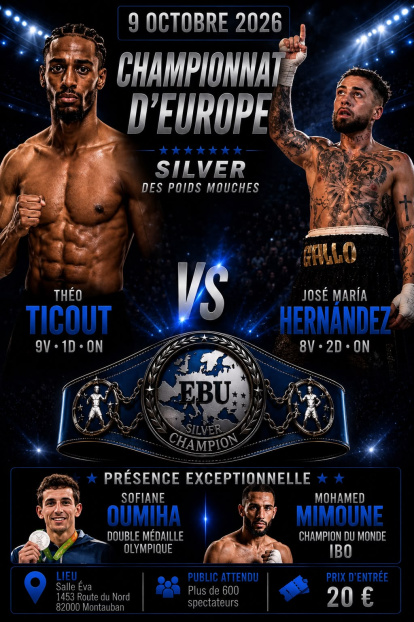 Cartel de un combate para la historia del boxeo almeriense.