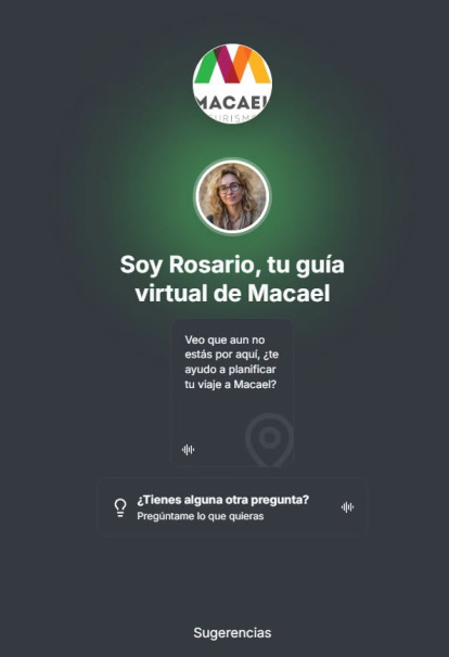Pantalla desde la que la asistente de IA, Rosario, escucha y traslada sus propuestas.