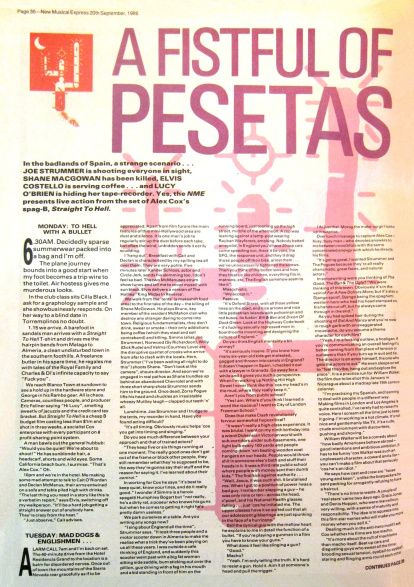Una página del reportaje de la NME, titulado 'Un puñado de pesetas'.